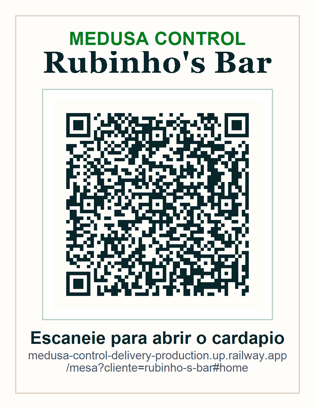 QR de pedidos direto pelo Medusa Control